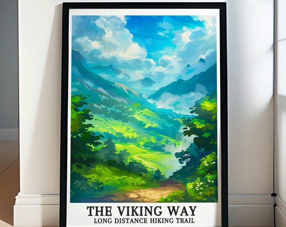 The Viking Way Long Distance Hiking Trail Mountain Travel Poster