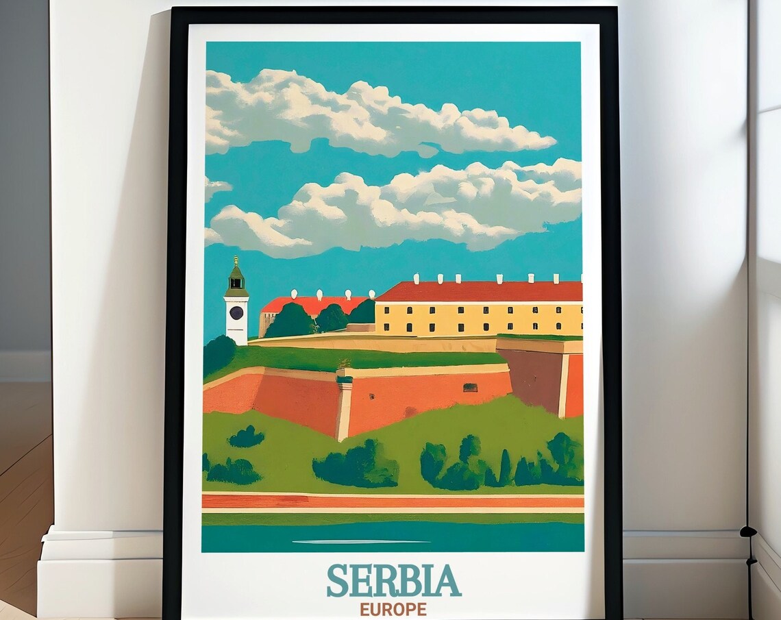 Petrovaradin Fortress Novi Sad Danube Clock Tower Serbia Travel Poster