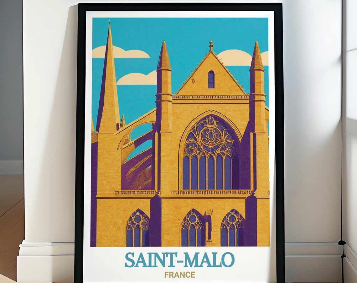 Saintmalo Travel Print Saintmalo Cathedral Travel Poster Art Saintmalo Cathedral Decor Saintmalo Cathedral Travel Prints
