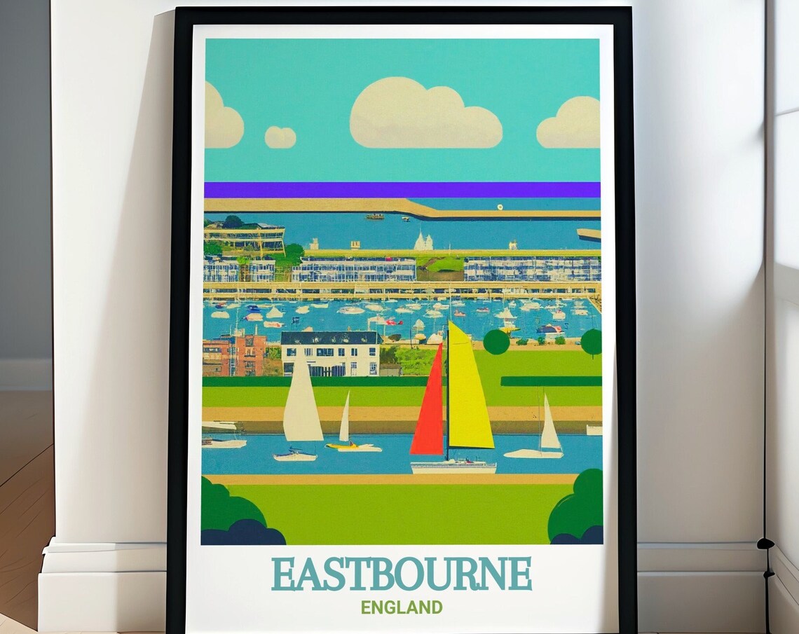 Eastbourne Sovereign Harbour Marina Sailboats England Coast Poster