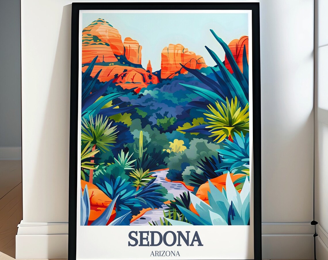 Sedona Arizona Red Rock Canyon Creek Desert Oasis Travel Poster