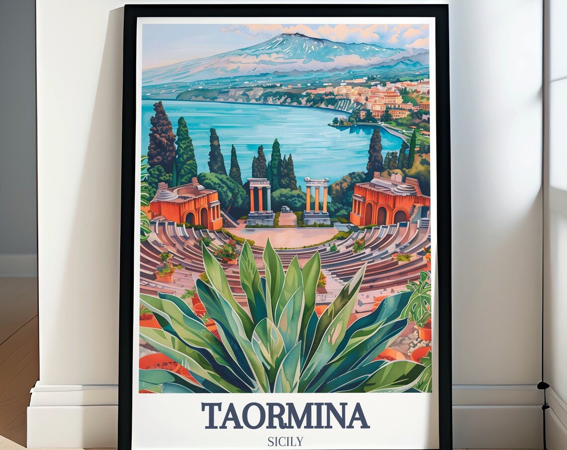 Taormina Ancient Theatre & Isola Bella Art Print