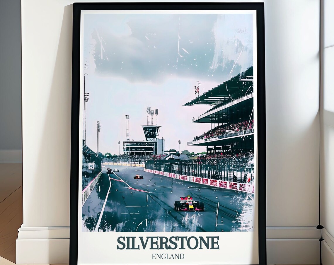Vintage Silverstone Grandstand Pit Lane Retro Race Day Poster