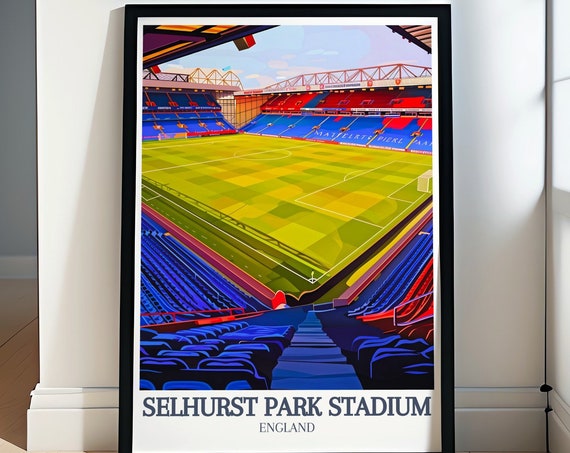 Selhurst Park Stadium Travel Poster Minimalistic Main Stand And Arthur Wait Stand Decor Main Stand And Arthur Wait Stand Print