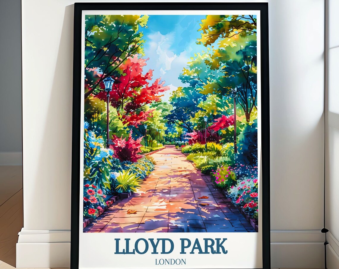 Lloyd Park London Watercolor Rose Garden Pathway Travel Poster