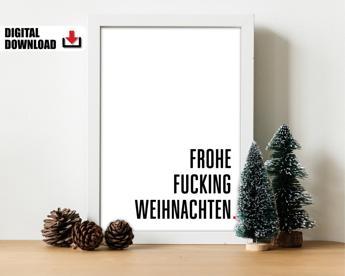 Frohe Fucking Weihnachten German Sarcastic Christmas Quote Poster - Image 2