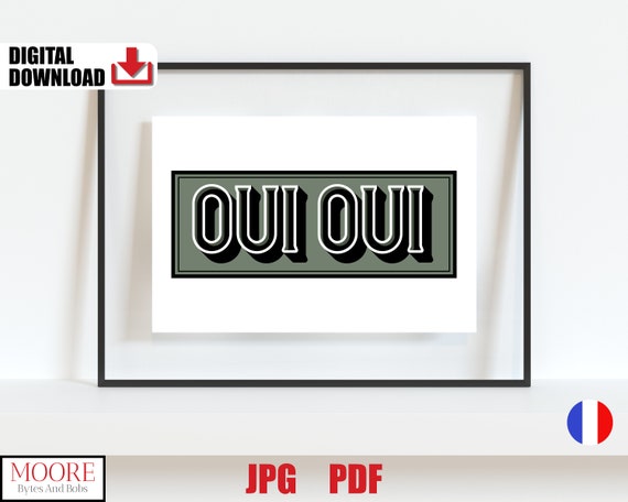 Horizontal Oui Oui Poster Black White Grey Wall Art For Bathroom Funny Toilet Door Sign Masculine Print For Wc Landscape And Square