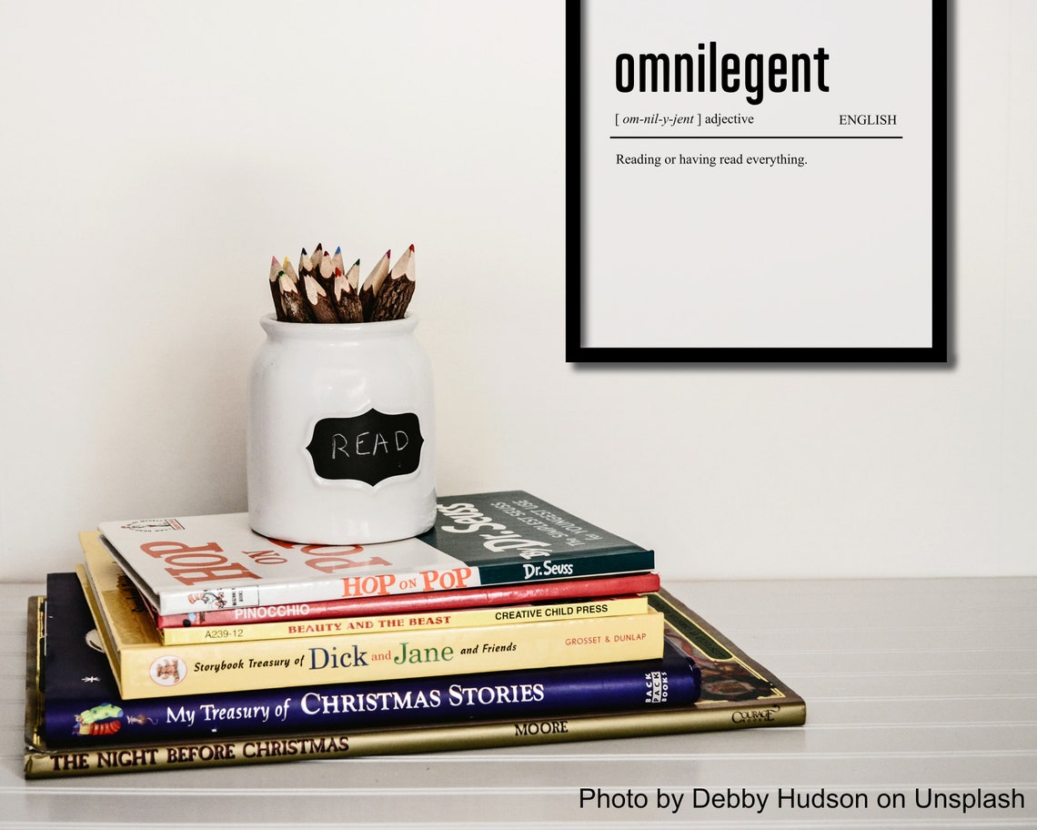 Omnilegent Definition Dictionary Style Avid Reader Gift Poster - Image 2