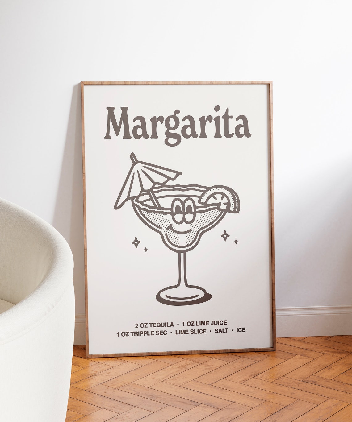 Margarita Cocktail Recipe Smiling Glass Retro Black Bar Poster - Image 3