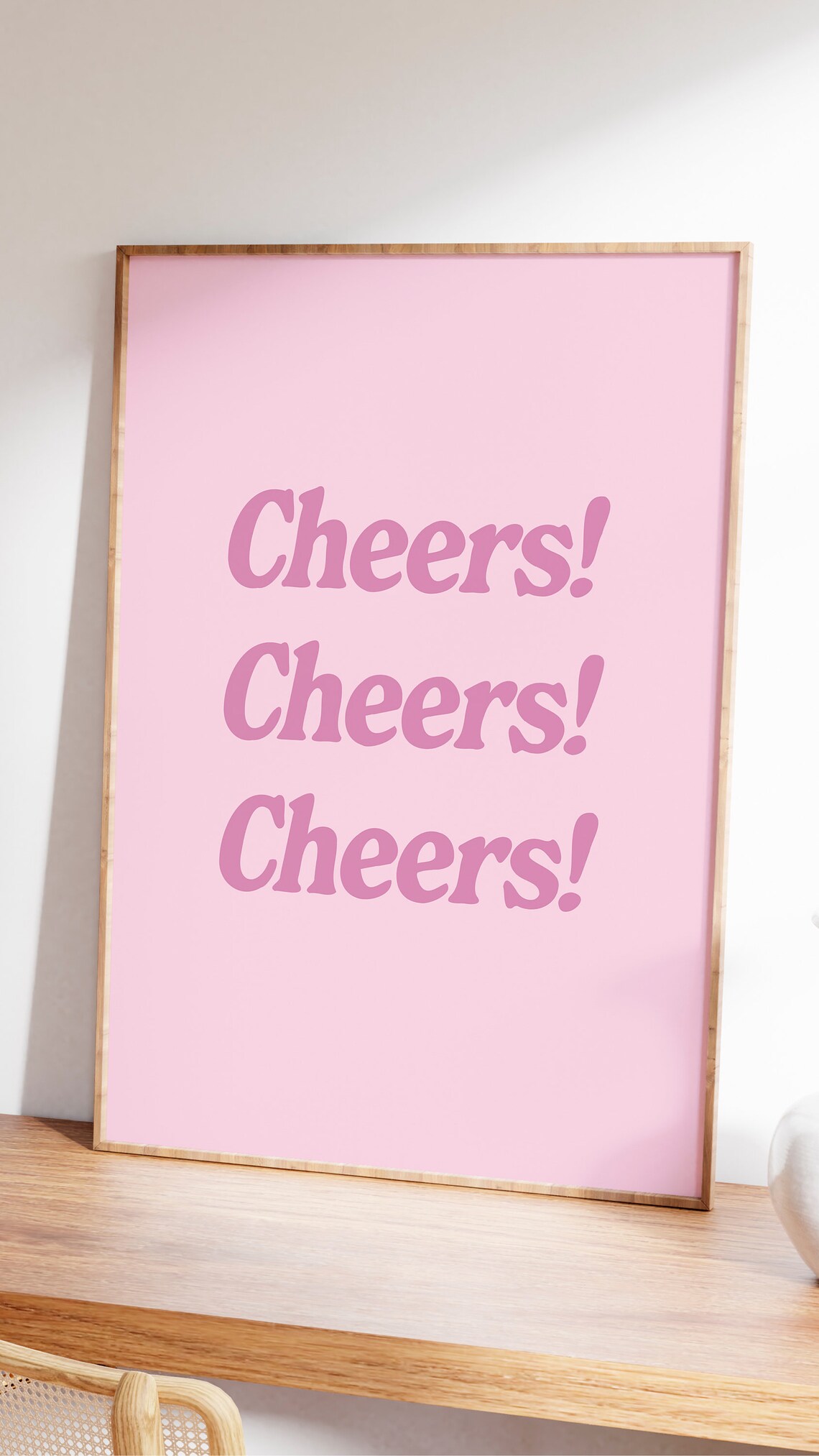 Cheers Cheers Cheers Pink Retro Typography Quote Celebration Poster - Image 2
