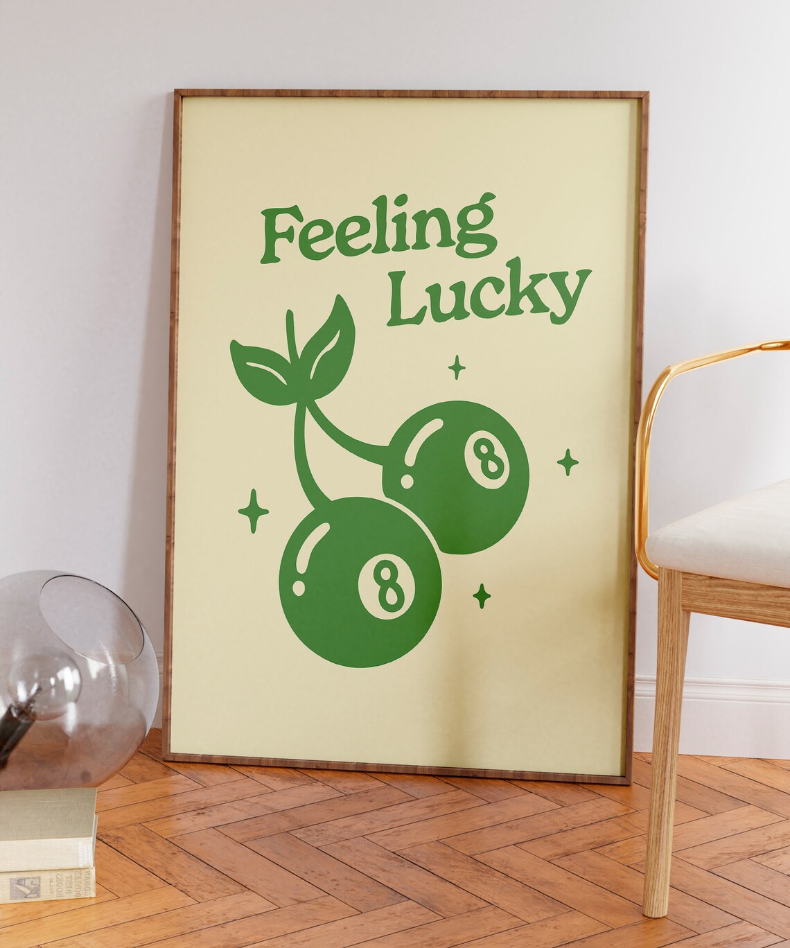 Feeling Lucky 8 Ball Cherry Print, Retro 70s Poster - Image 7