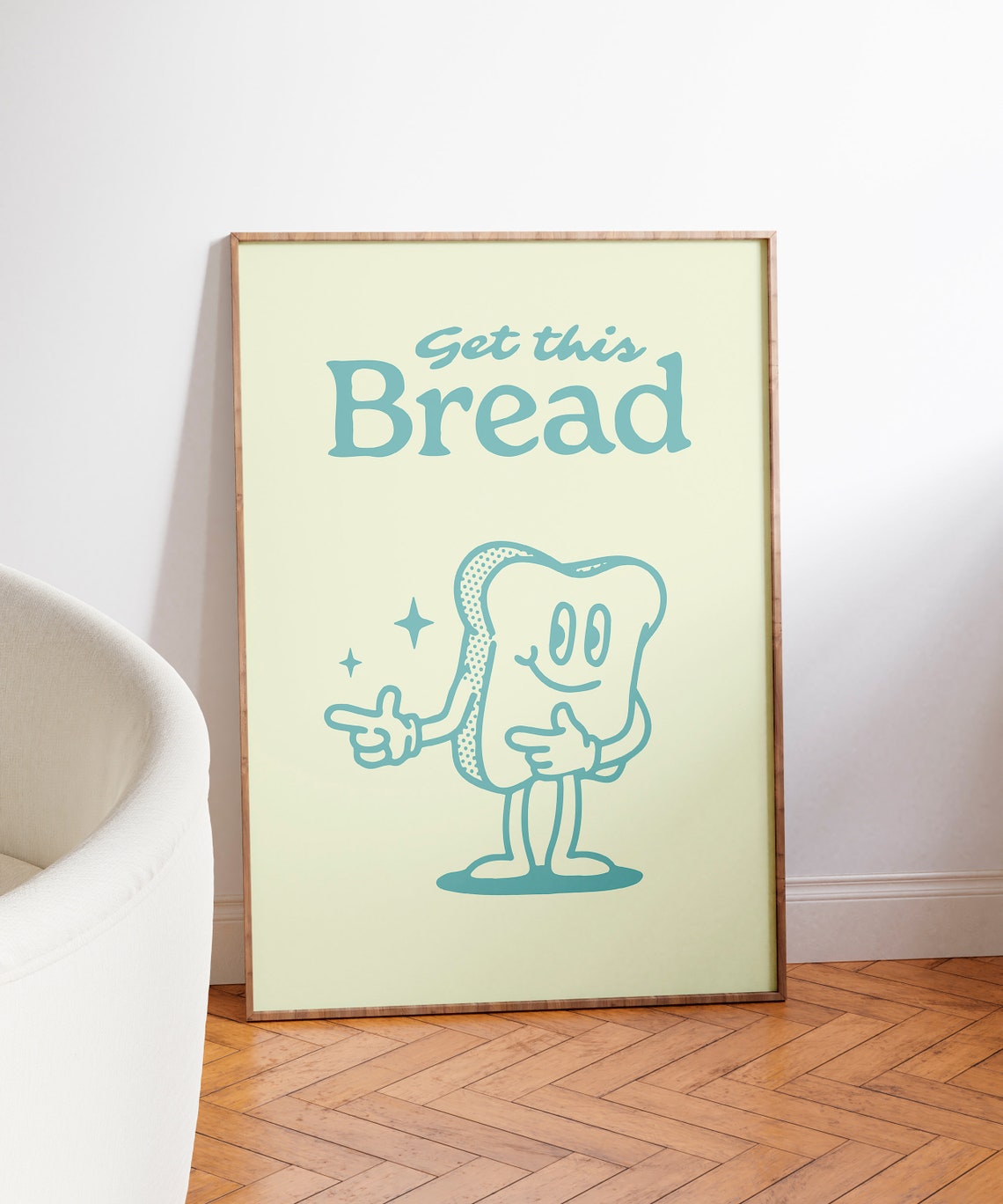Get This Bread Smiling Toast Character Retro Motivational Quote Poster - Image 3