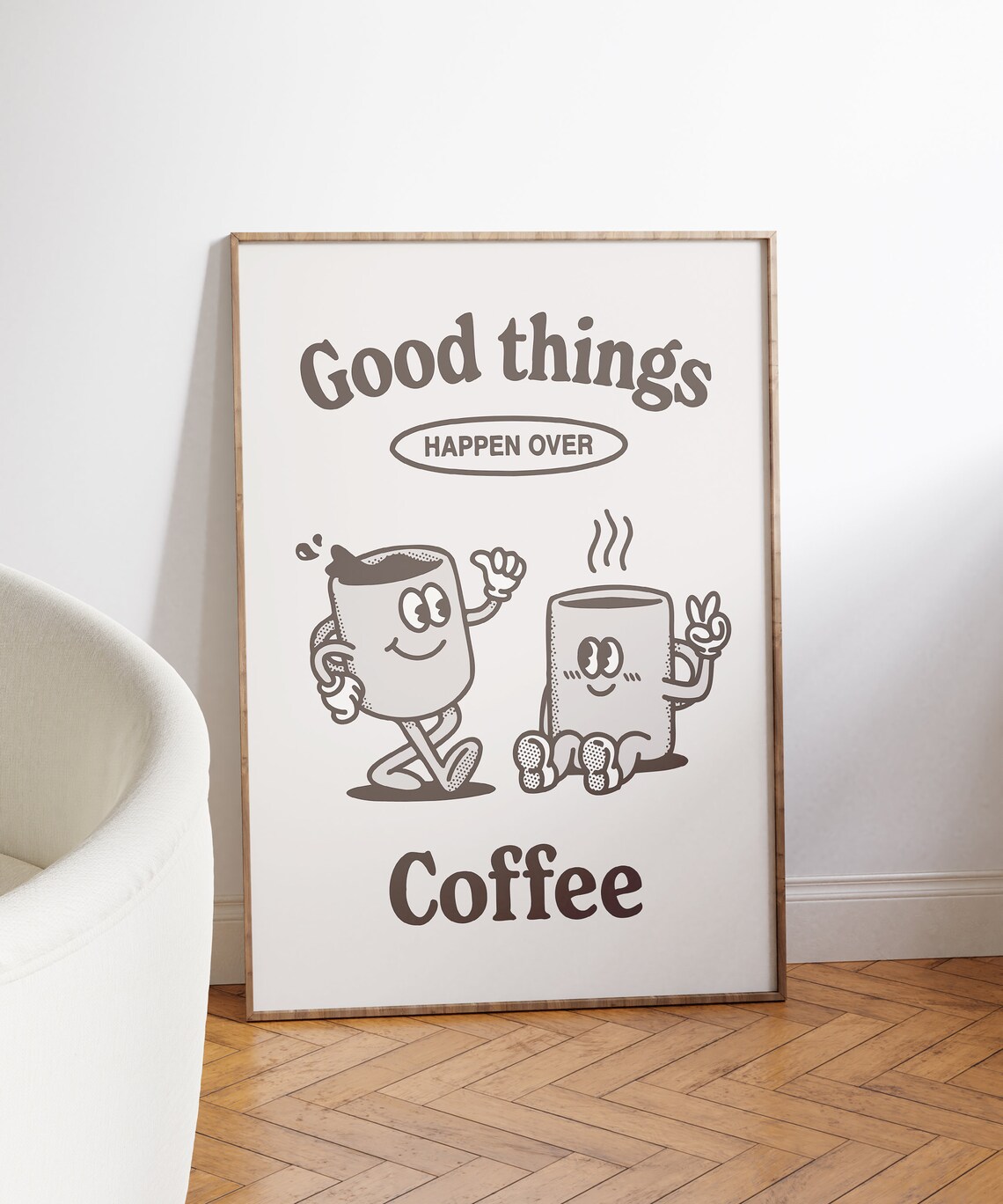 Good Things Happen Over Coffee, Retro Kitchen Poster - Image 3