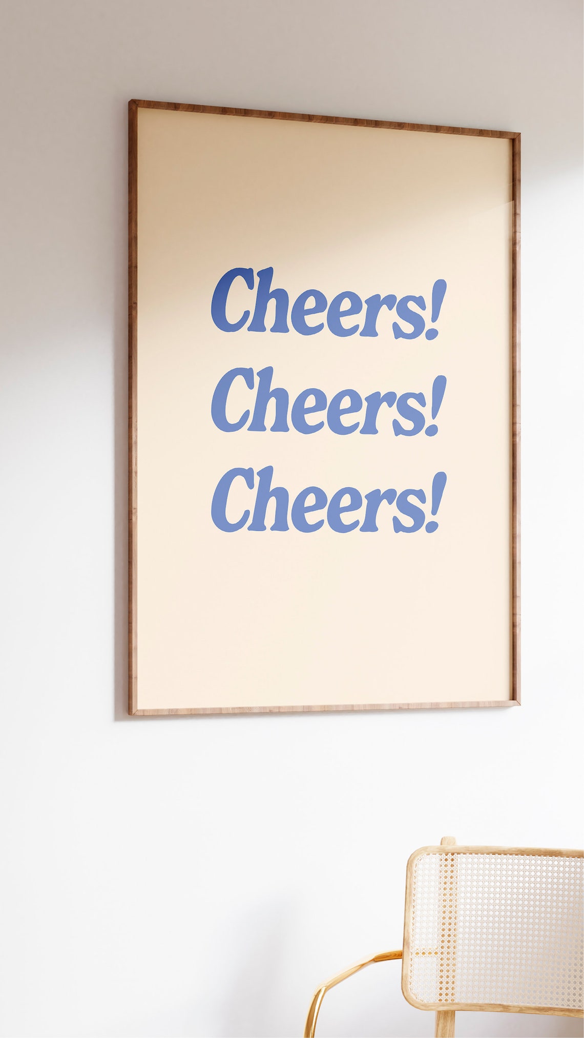 Cheers Cheers Cheers Blue Retro Typography Home Bar Party Poster - Image 2