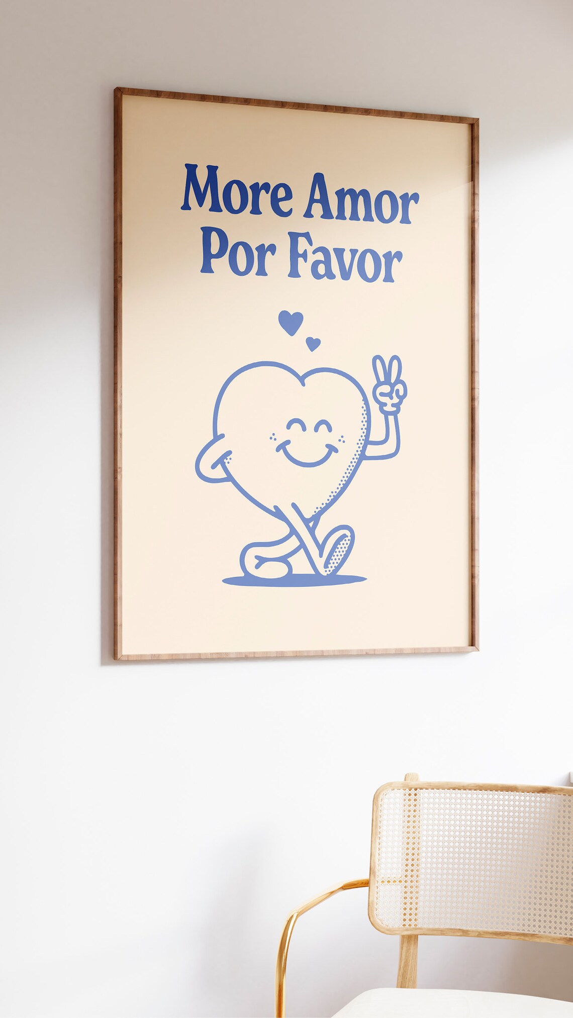 More Amor Por Favor Blue Smiling Heart Character Love Quote Poster - Image 2