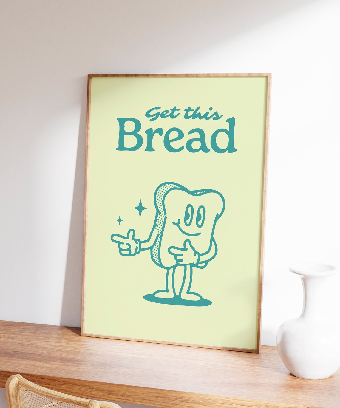 Get This Bread Smiling Toast Character Retro Motivational Quote Poster - Image 6