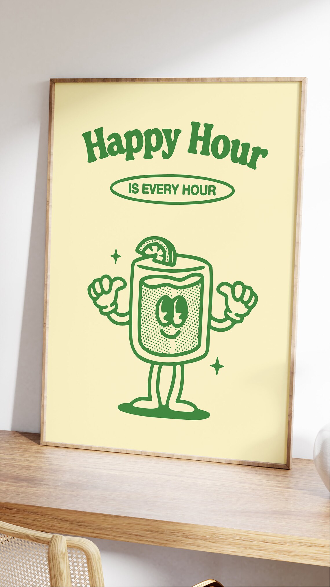 Happy Hour Retro Quote Poster, Bar Decor - Image 2