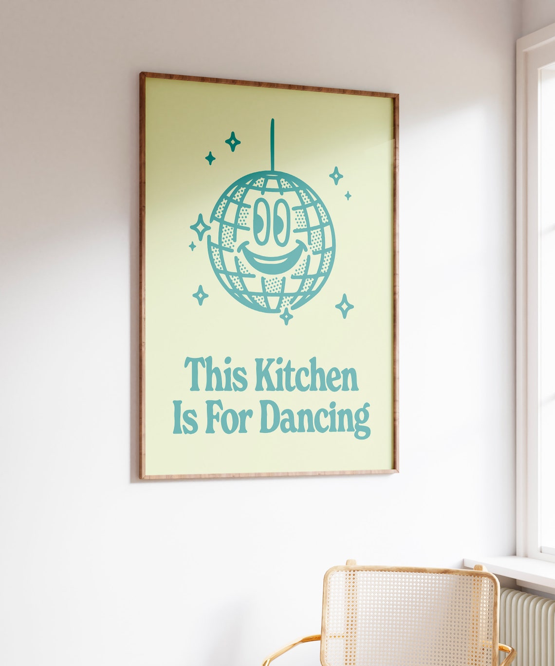 This Kitchen Is for Dancing Smiling Disco Ball Kitchen Wall Art - Image 4
