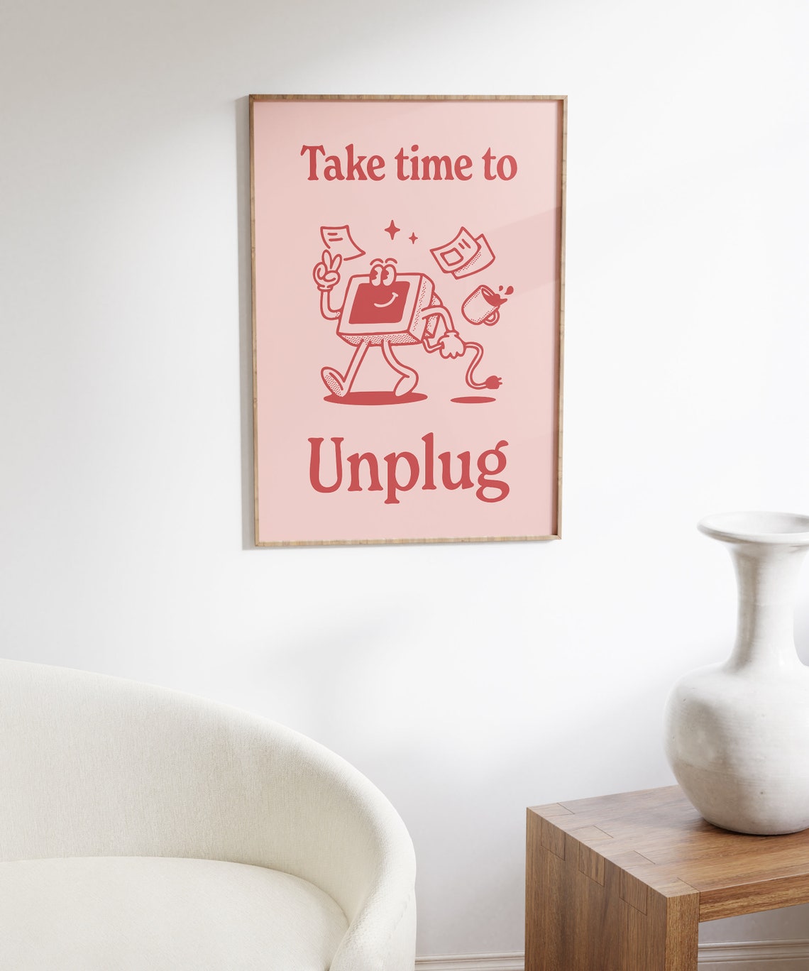 Take Time to Unplug Retro Computer Character Digital Detox Poster - Image 6