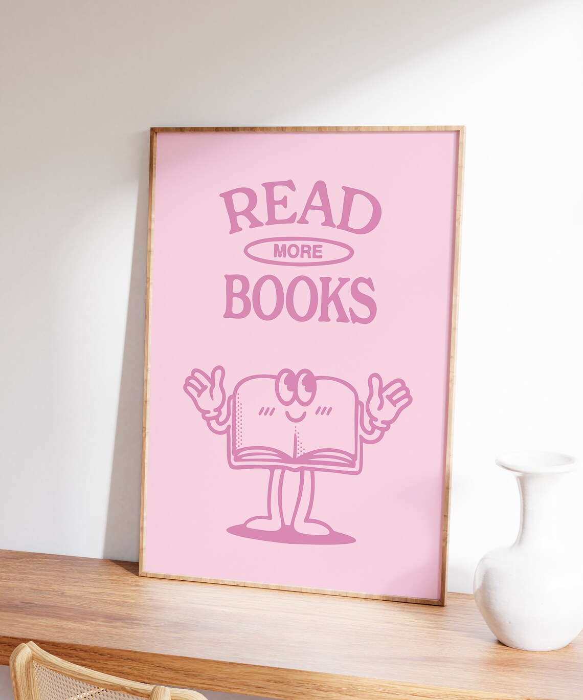 Retro Reading Poster Art Print, Pink Readers - Image 7