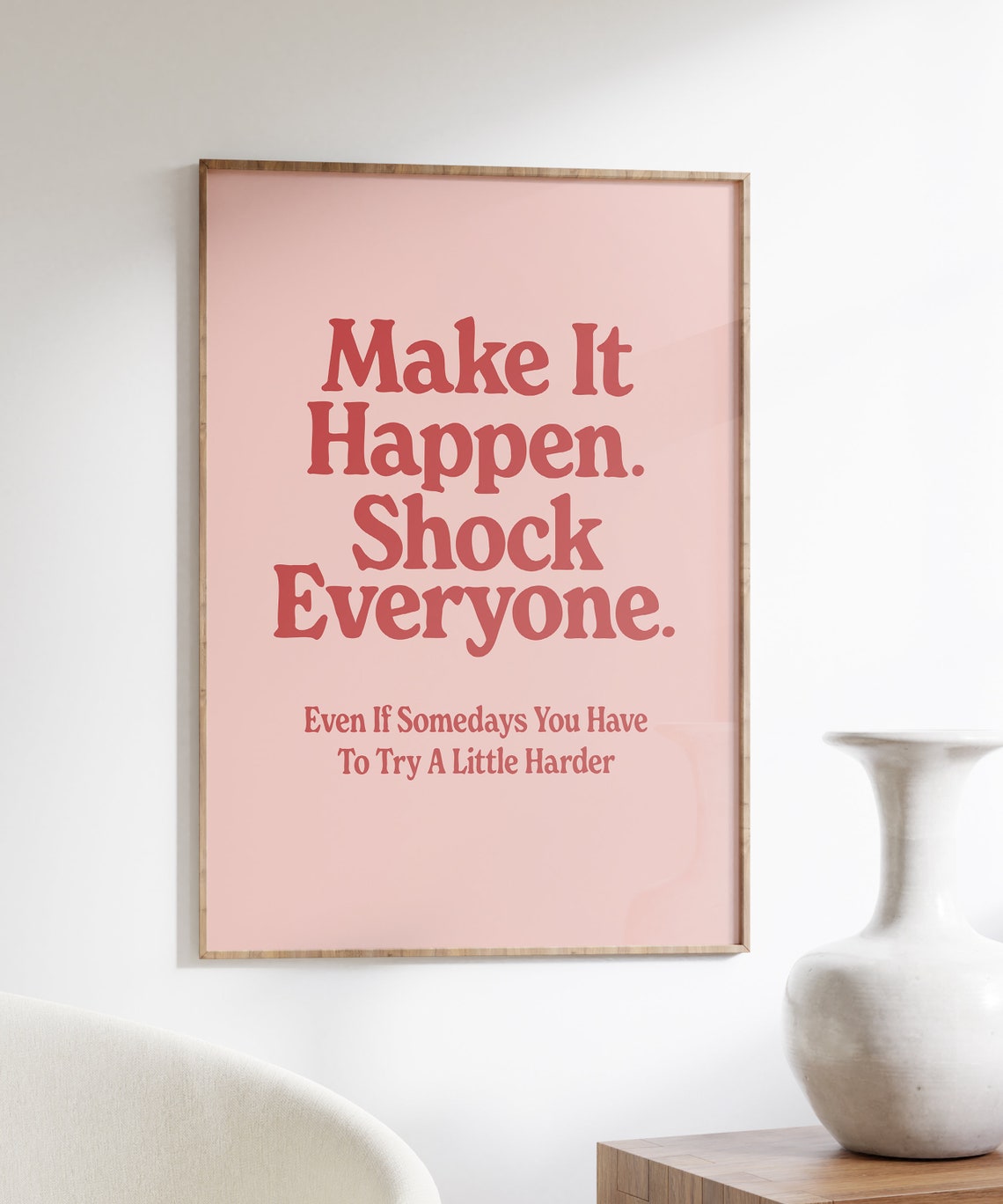 Make It Happen Wall Print Retro Motivation Poster Positive Typographic Art Daily Affirmation Art Printable Wall Art Motivational Decor - Image 4