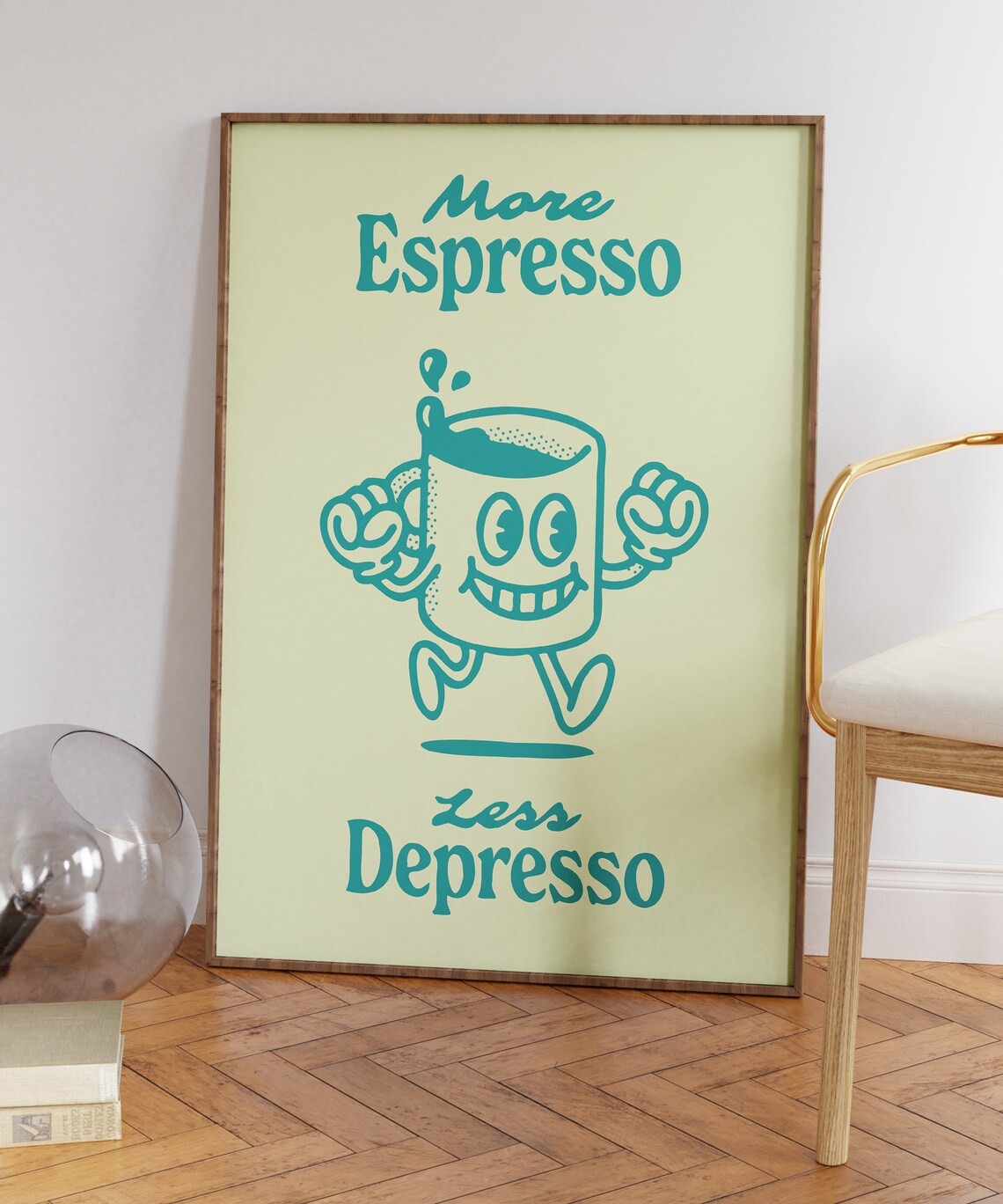 Retro Coffee Art Print, More Espresso Less Depresso - Image 7