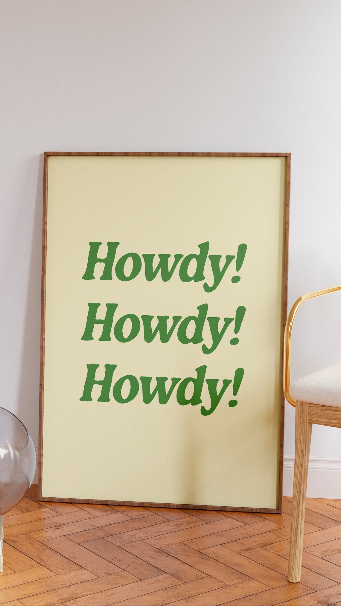 Howdy Howdy Howdy Green Retro Western Typography Quote Poster - Image 2