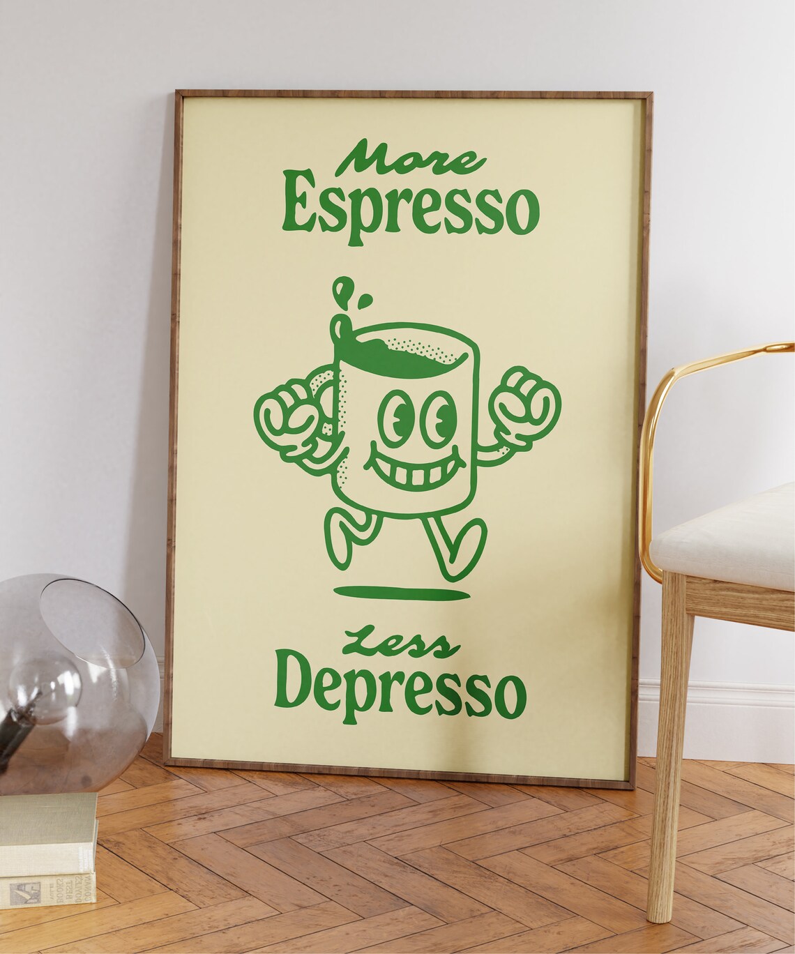 More Espresso Less Depresso Retro Coffee Quote Art - Image 5