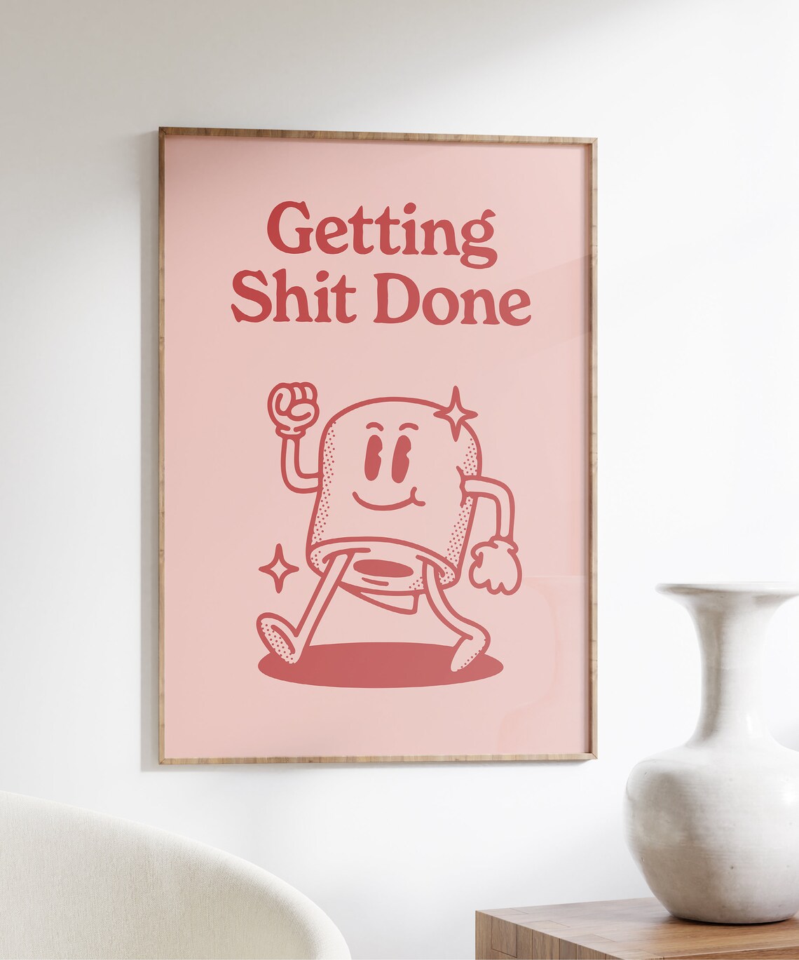 Funny Bathroom Wall Print, Pink Retro Toilet Decor - Image 5