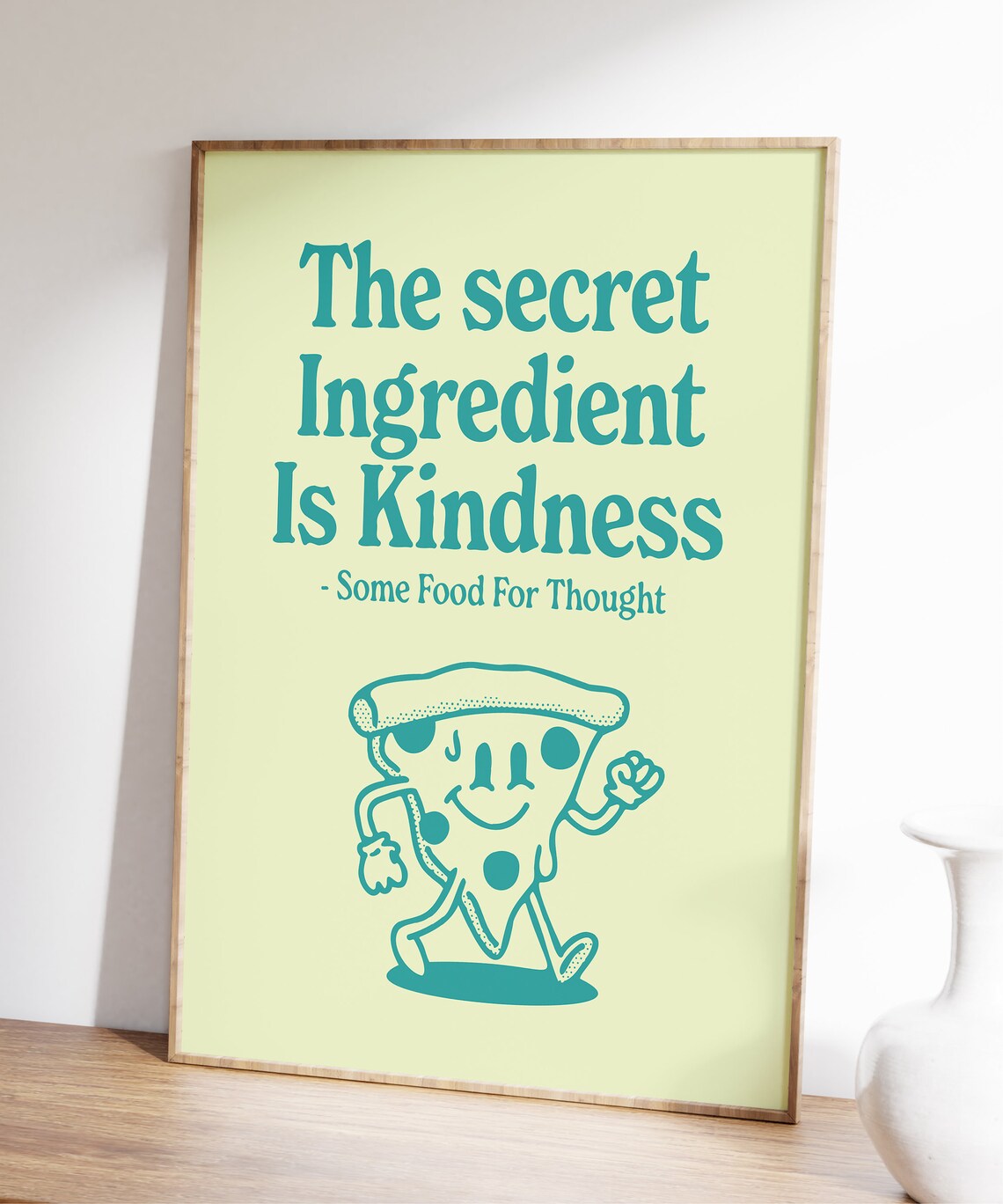 Kindness Quote Retro Character Art Teal Poster - Image 3