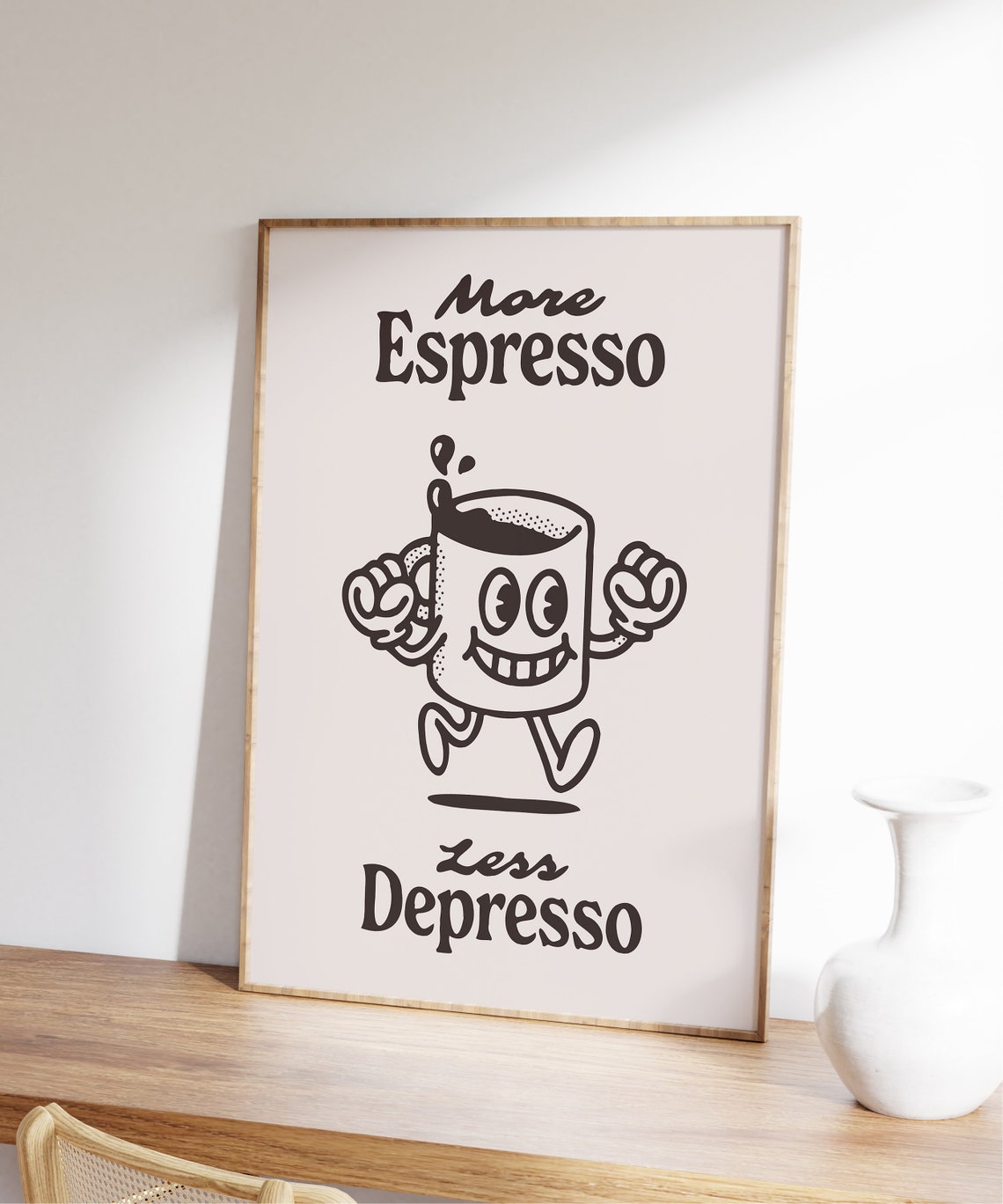 More Espresso Less Depresso Happy Coffee Cup Retro Fun Art Print - Image 7