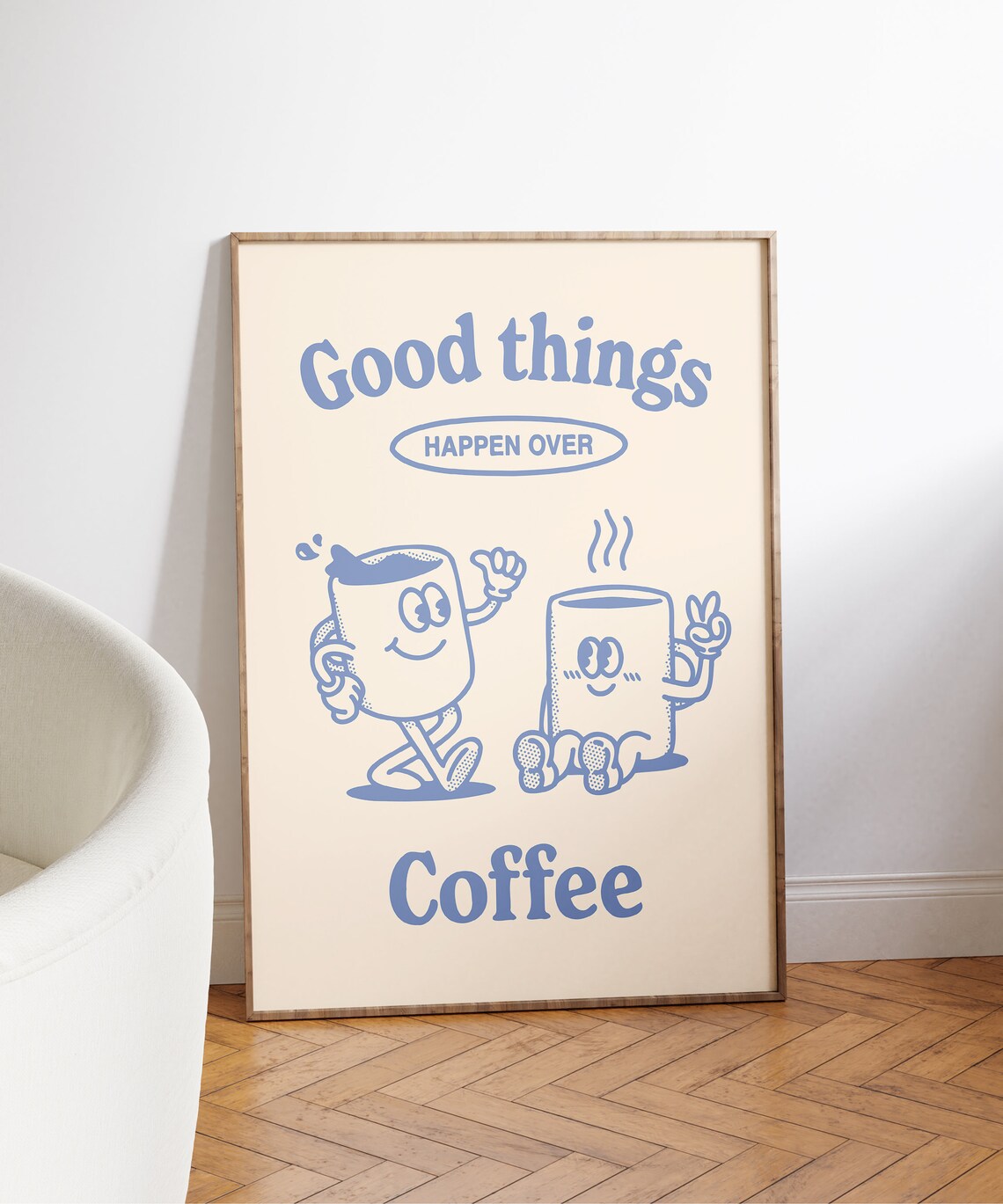 Good Things Happen Over Coffee Retro Kitchen Poster - Image 3