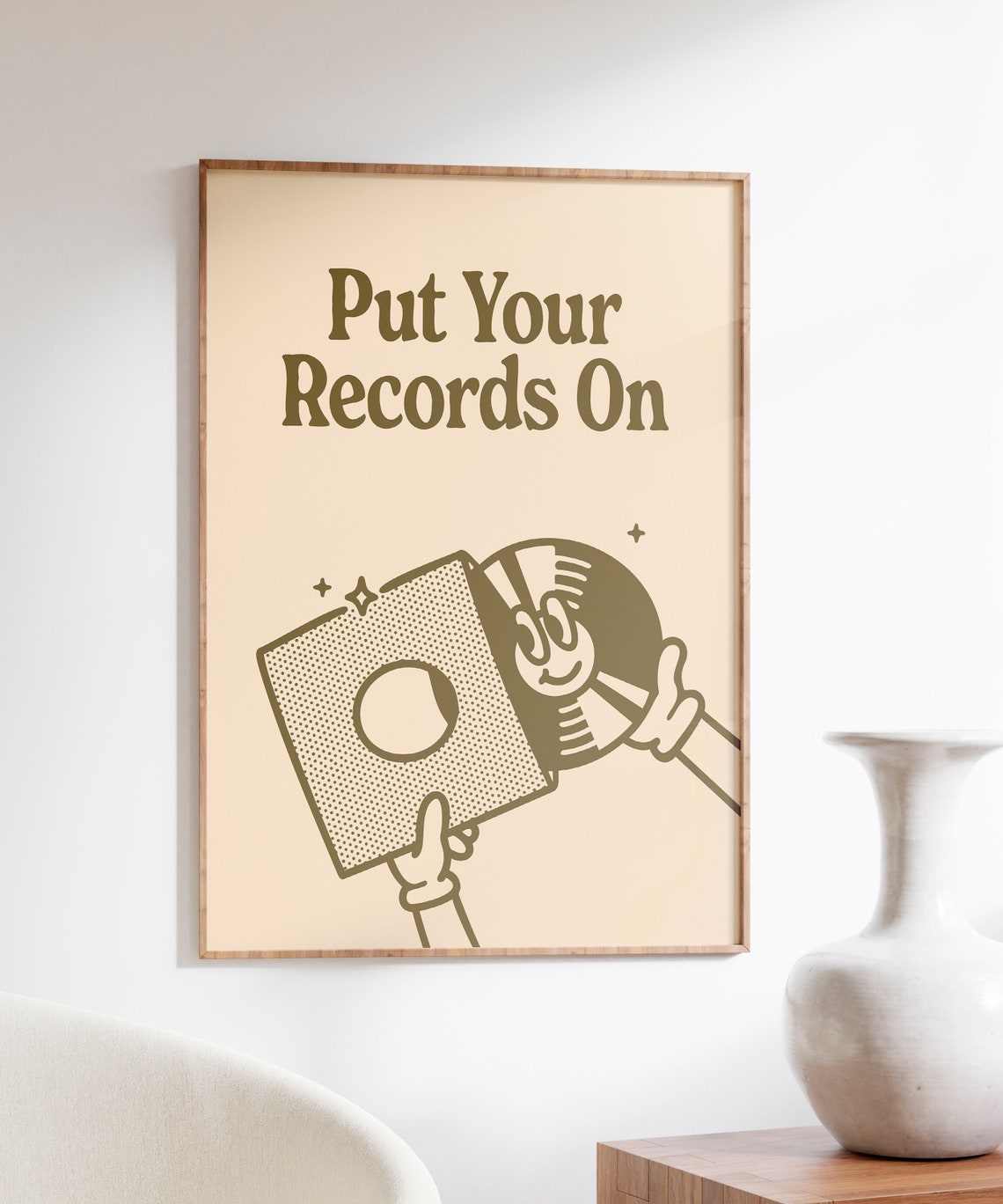 Put Your Records On Retro Vinyl Record Character Music Quote Poster - Image 5
