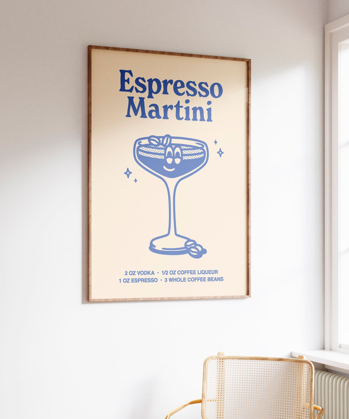Espresso Martini Classic Retro Cocktail Recipe Blue Bar Poster - Image 6