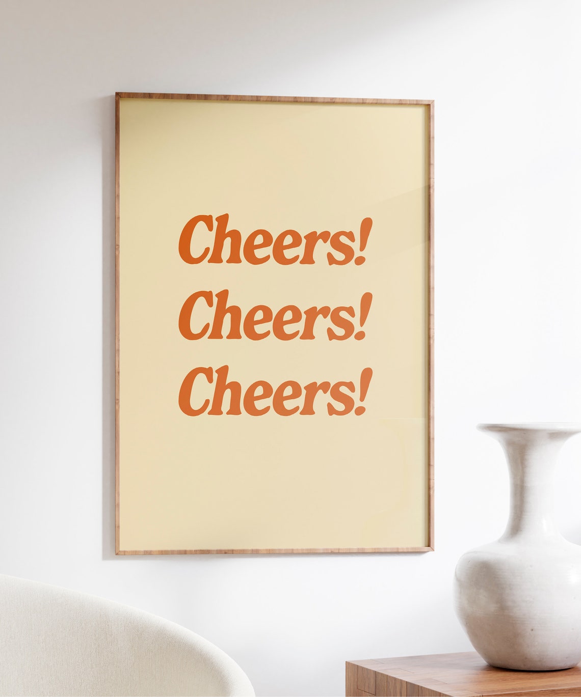 Cheers Cheers Cheers Orange Retro Typography Party Bar Poster - Image 6