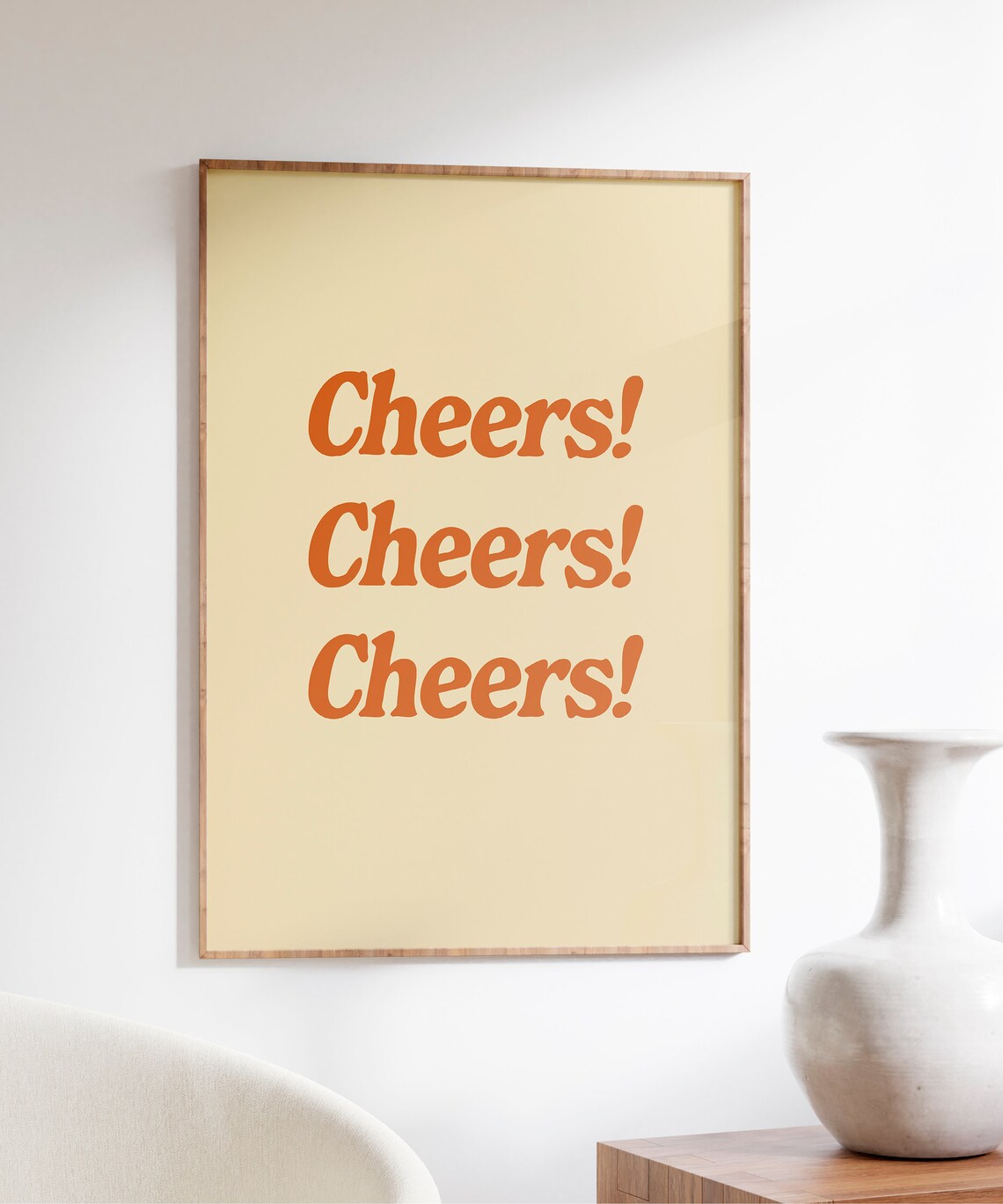 Cheers Print Bar Cart Wall Art Retro Bar Cart Poster Bar Print Orange Trendy Bar Print Cheers Sign Downloadable Art Retro Poster - Image 6