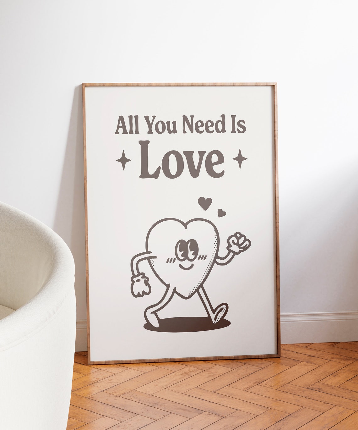 All You Need Is Love Retro Walking Heart Quote Vintage Poster - Image 3