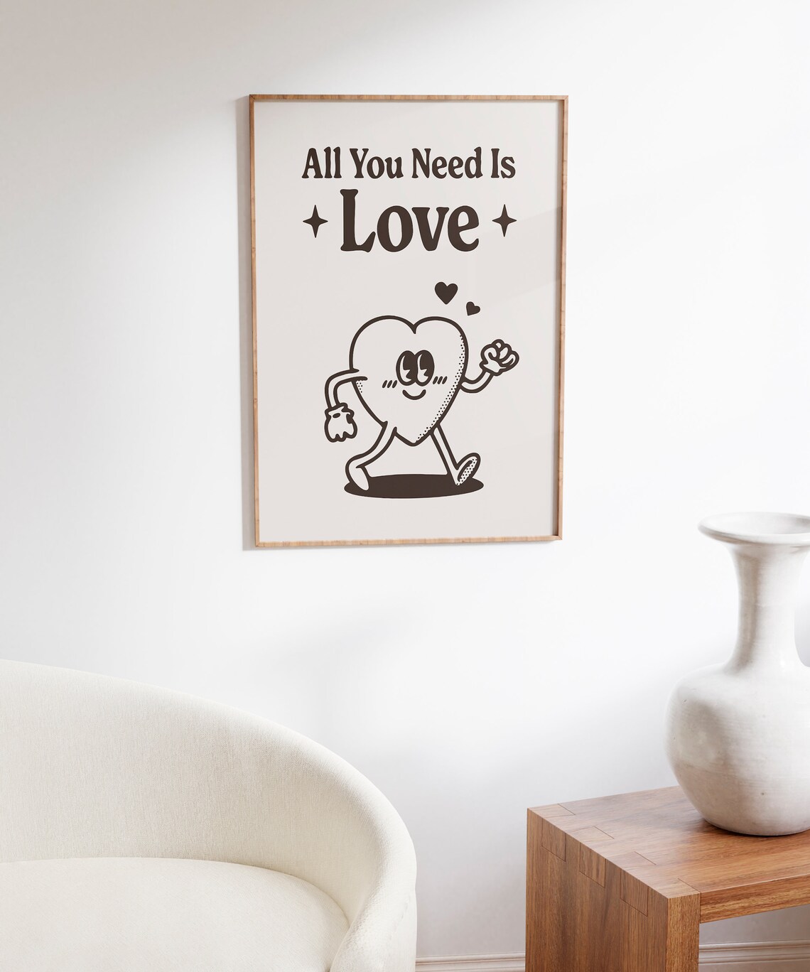 All You Need Is Love Retro Walking Heart Quote Vintage Poster - Image 6
