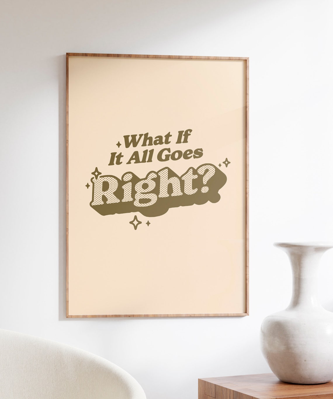 What If It All Goes Right Optimistic Retro Groovy Quote Poster - Image 3