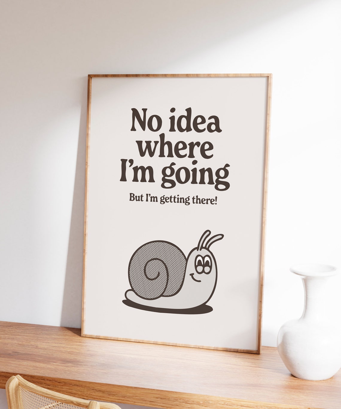 No Idea Where I'm Going Brown Snail Retro Cartoon Quote Poster - Image 5
