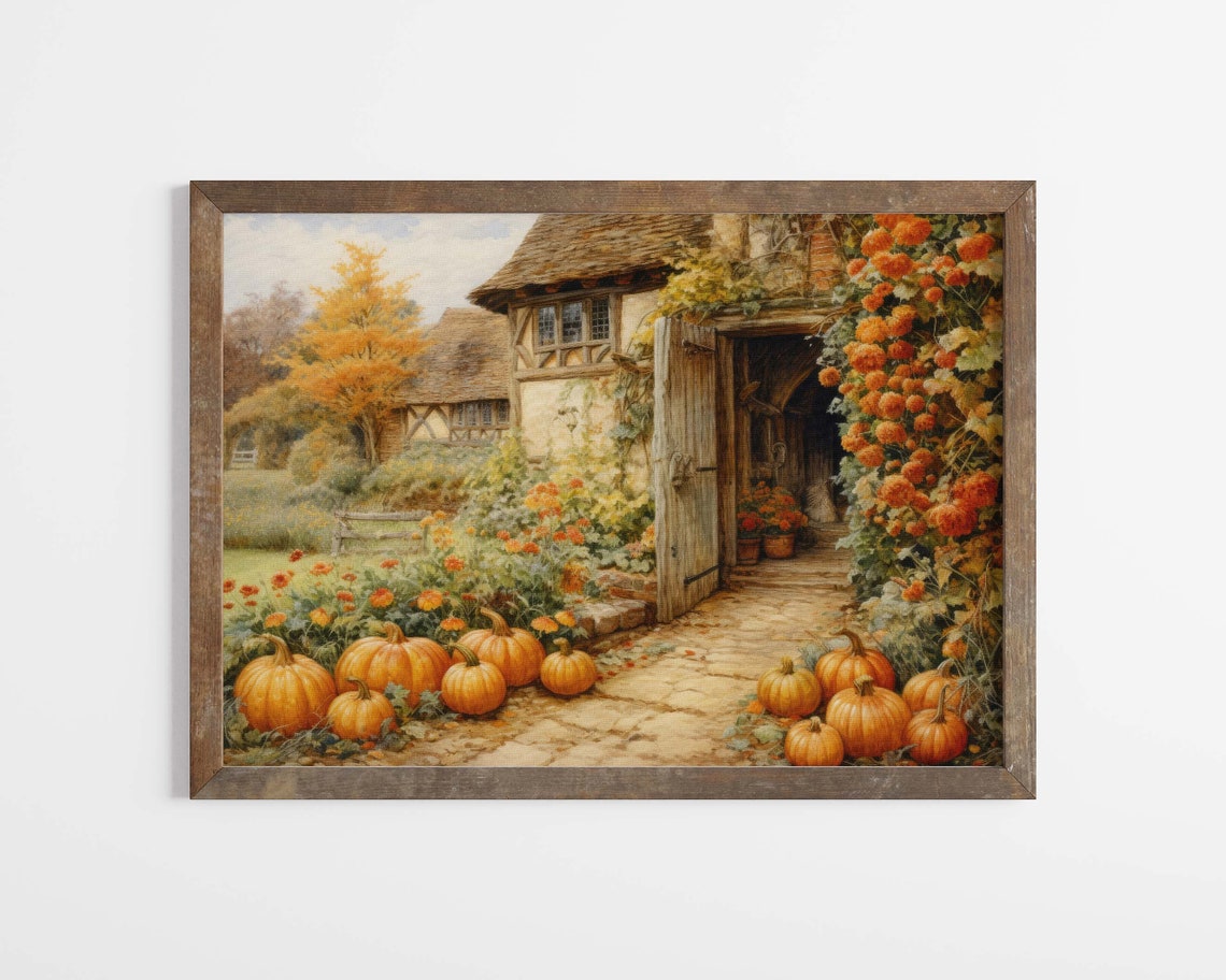 Pumpkin Farmhouse Vintage Style Art Print - Image 2