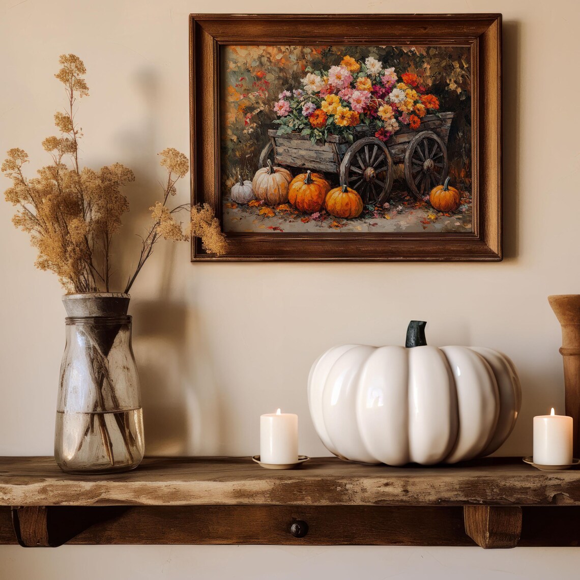 Flowers And Pumpkins, Farmhouse Cottagecore Vintage Style - Image 2