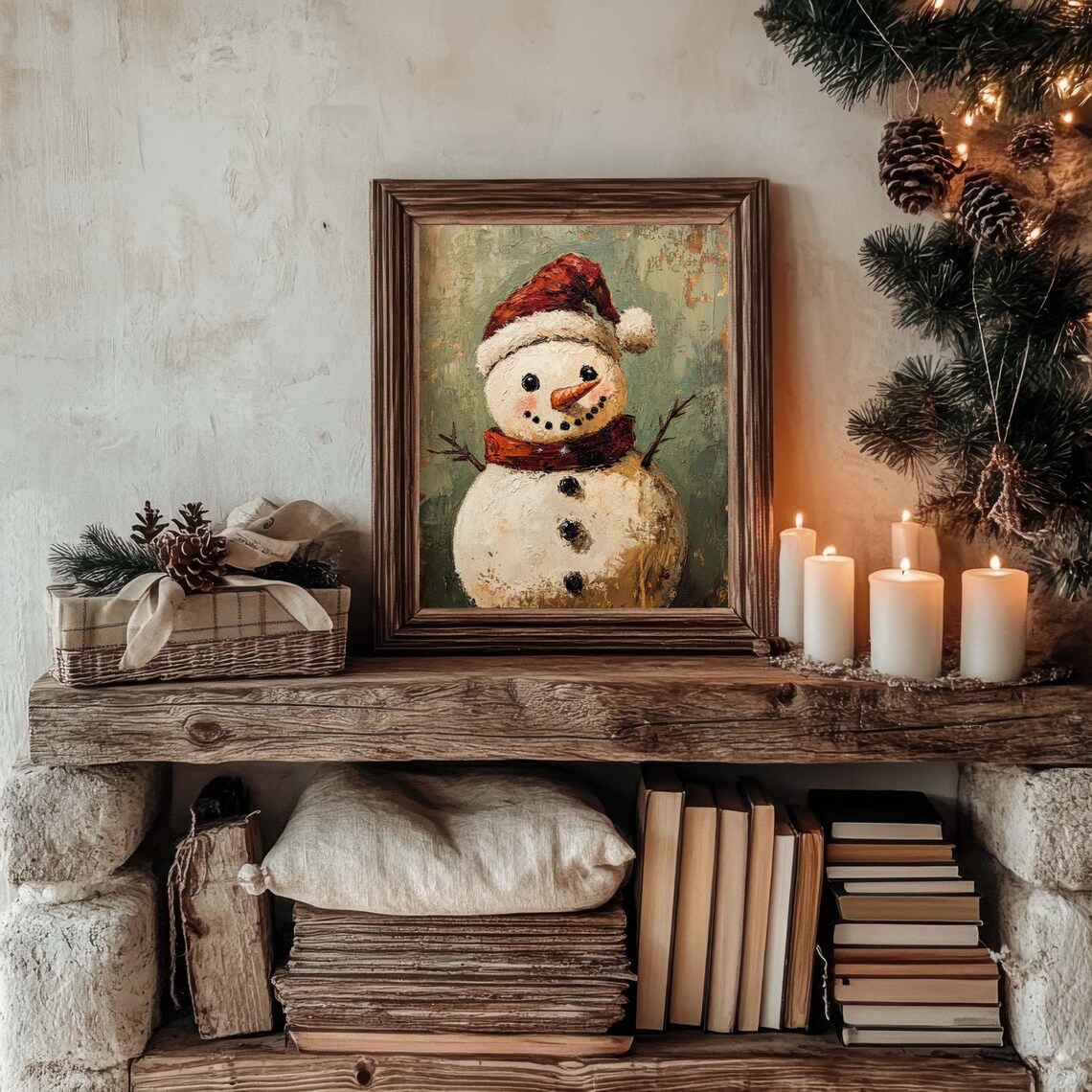 Snowman Vintage Style, Cozy Cottage Christmas Decor - Image 2