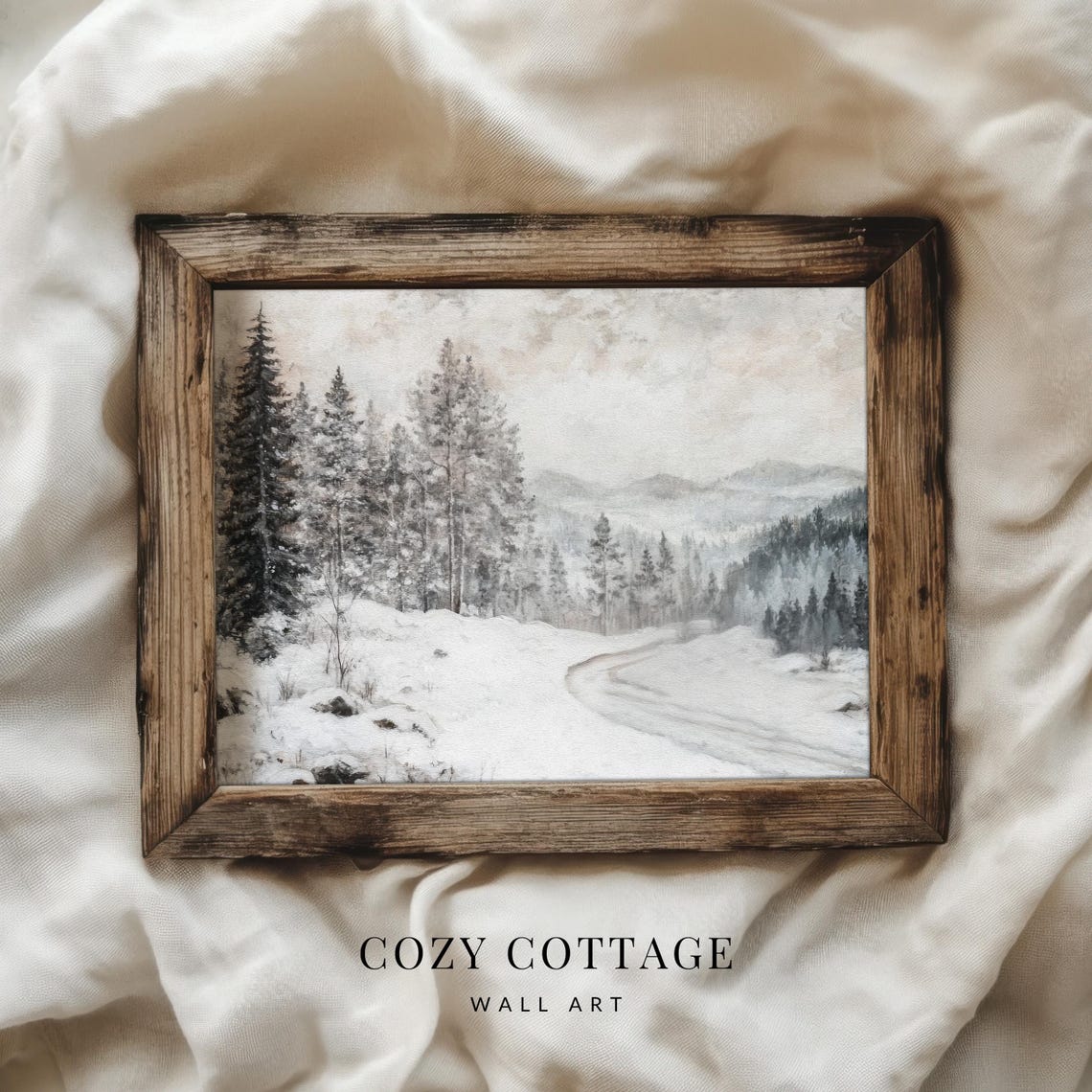 Muted Winter Landscape Vintage Poster Print