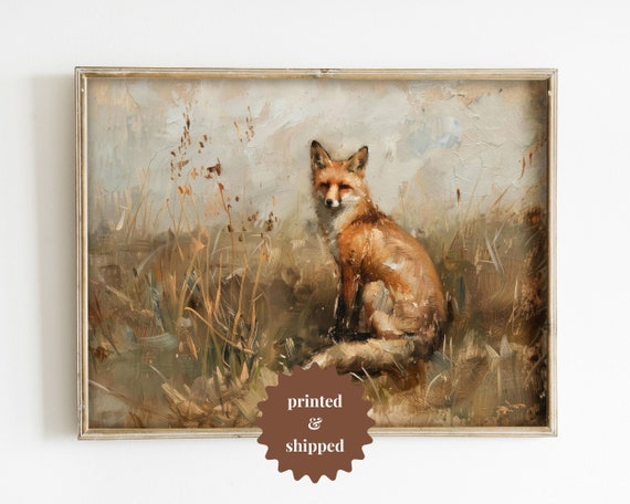 Fox On A Field Vintage Style Art Print
