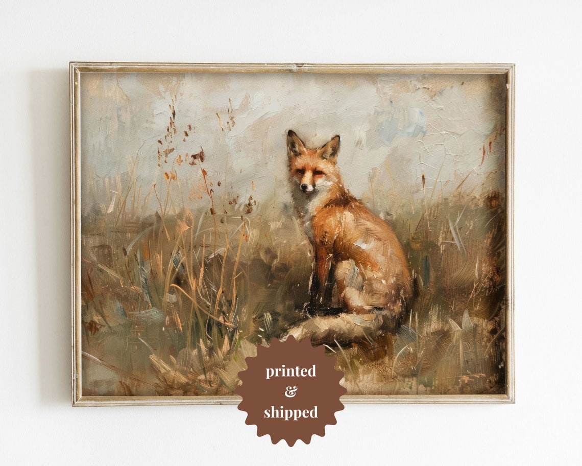 Fox On A Field Vintage Style Art Print