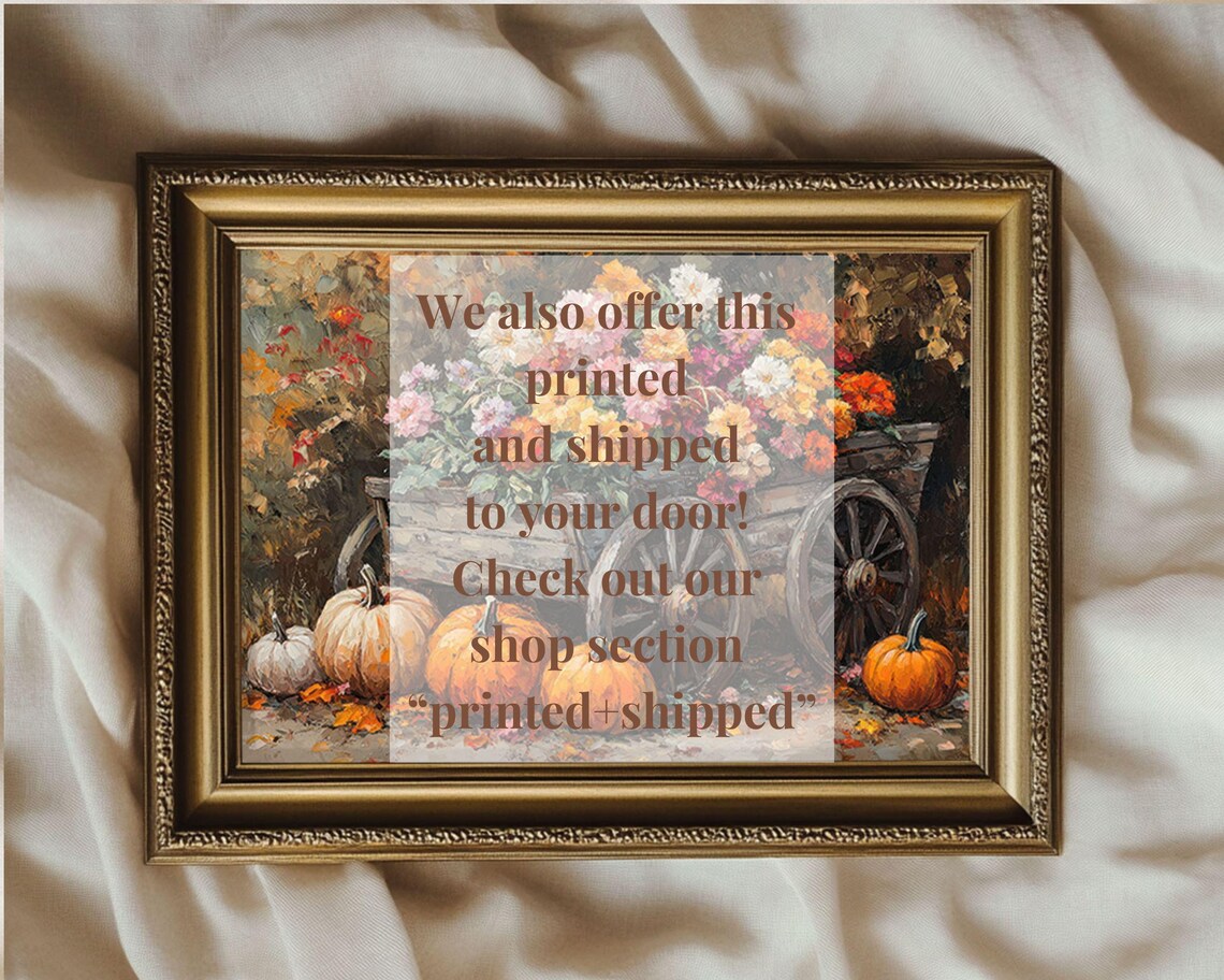 Flowers And Pumpkins, Vintage Style Art Print - Image 2
