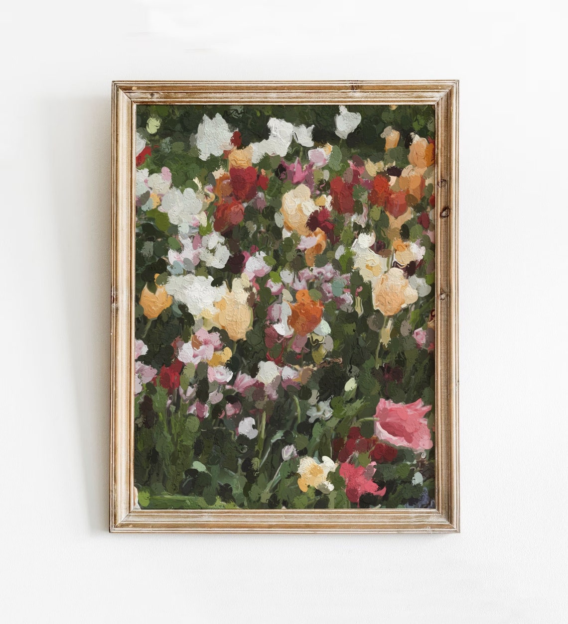 Tulip Field Impressionist Garden Oil Painting Colorful Floral Poster