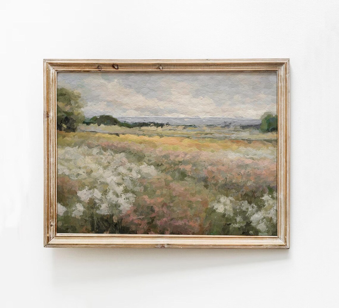Spring Meadow Wildflowers Pastel Impressionist Floral Art Poster
