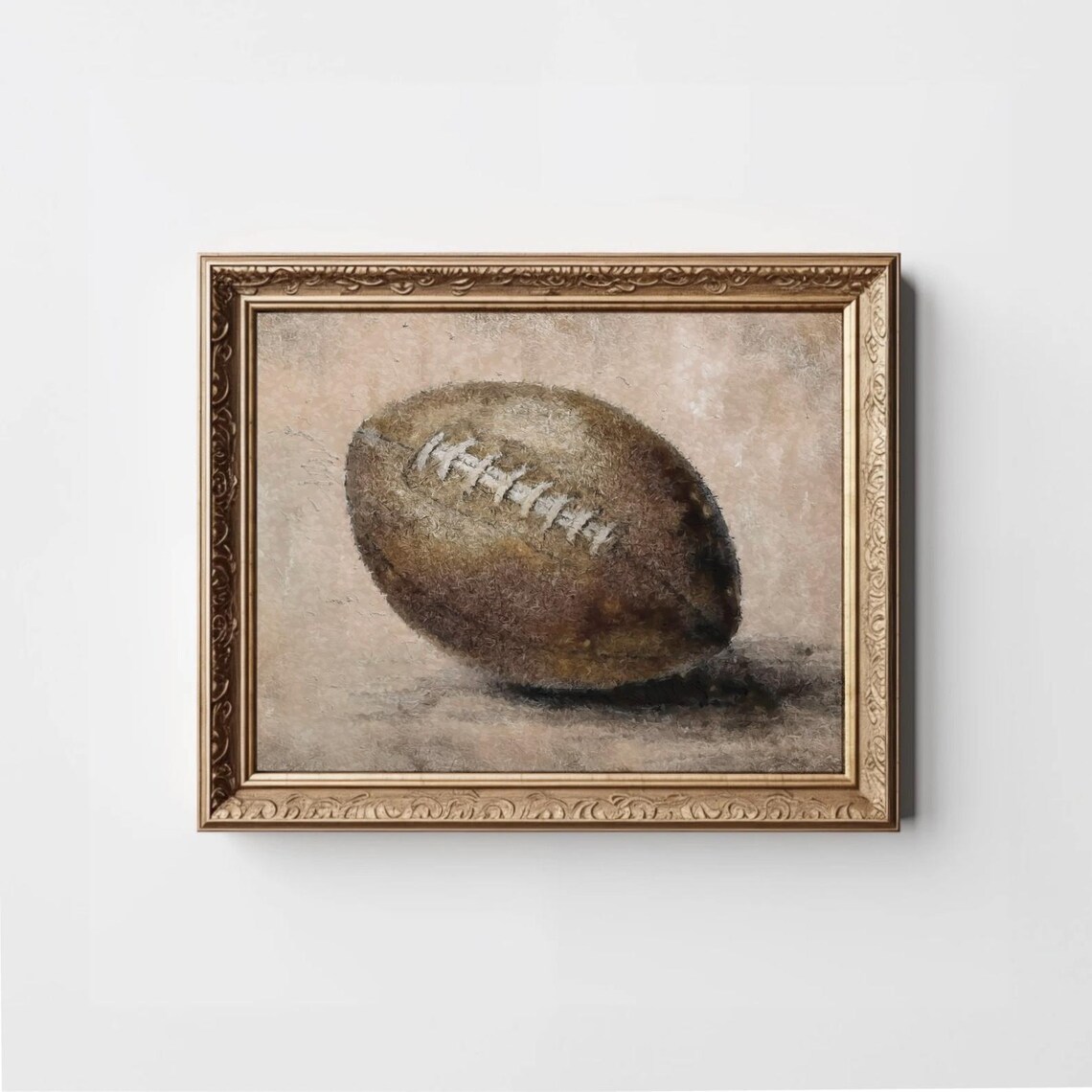 Vintage American Football Painting Worn Leather Sports Poster